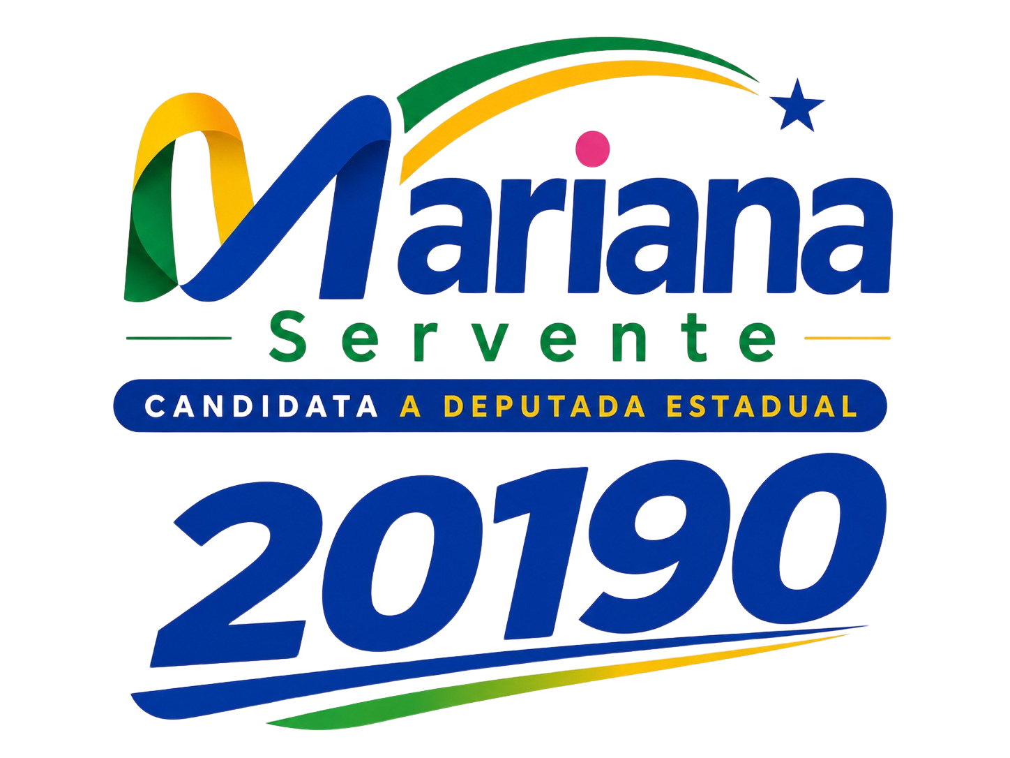 Marca da campanha Mariana Servente, candidata a deputada estadual, número 20190.